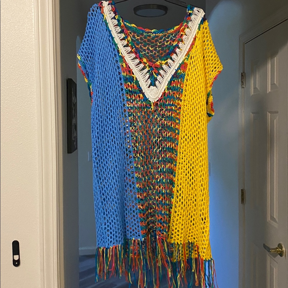 SHEIN Multicolor Crochet Fringe Cover Up